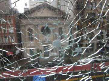 Damage from the Chelsea, New York bombing.