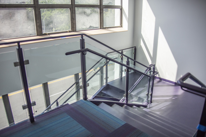 The Floating Hospital's internal convenience stairwell leads from the lobby up to the second floor.