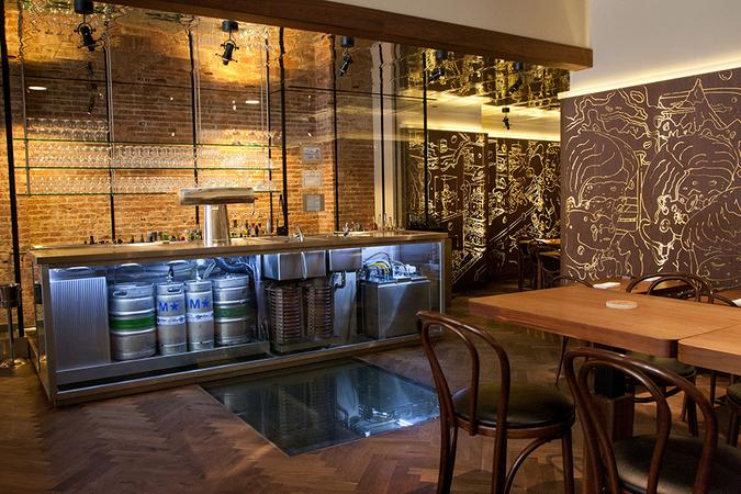 glass bar and glass floor