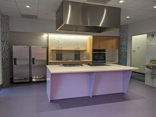 Demonstration kitchen at the Floating Hospital's flagship clinic