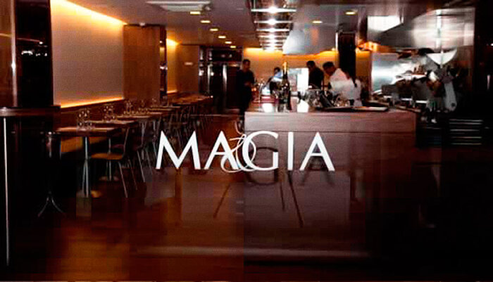 Magia Osteria Italiana front door glass