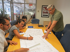 RAND employees in a development meeting.